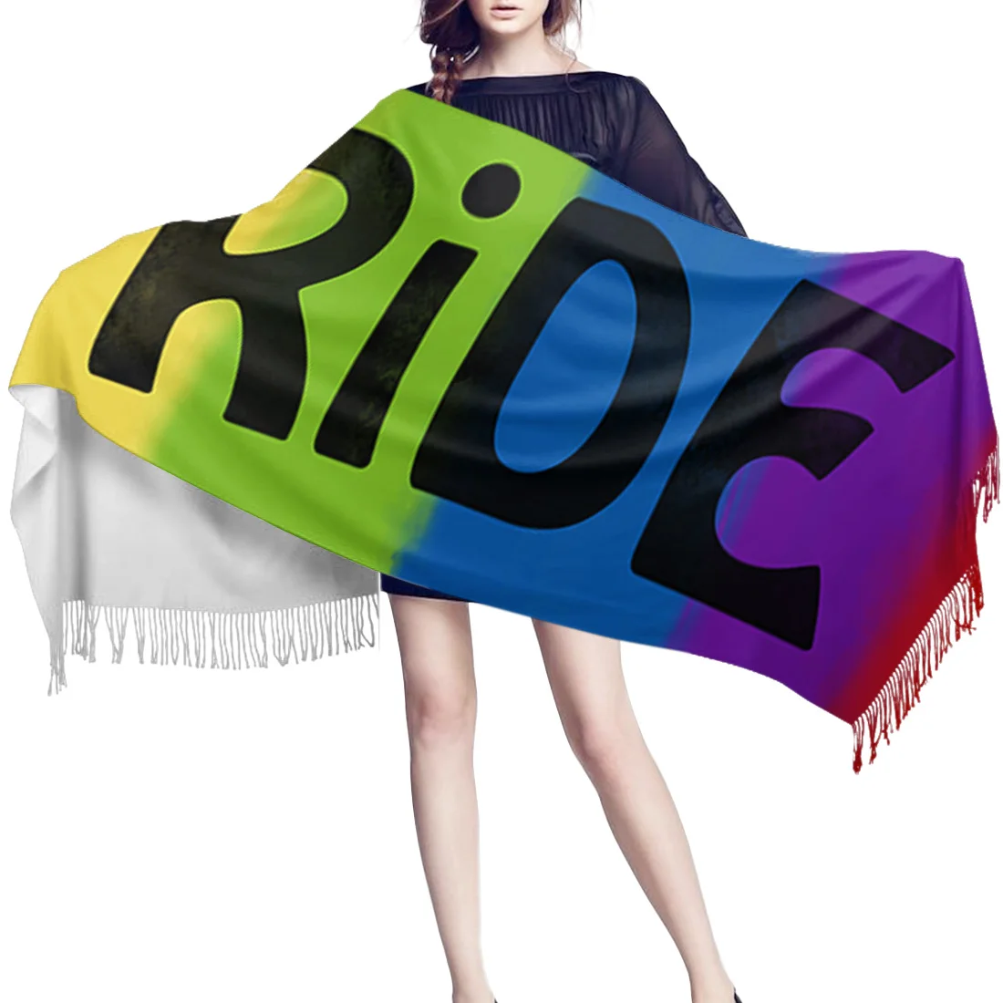 Мягкий кашемировый шарф в радужную полоску Осень зима легкие теплые большие