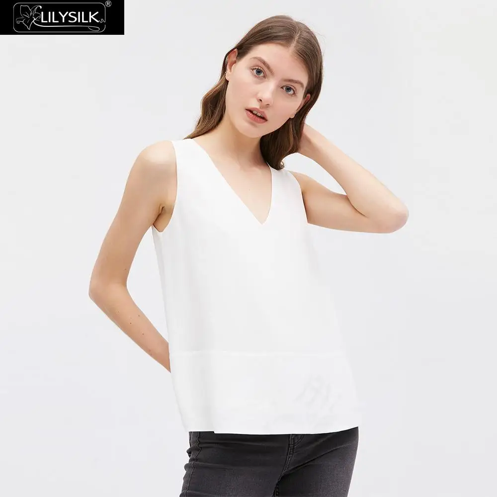 LilySilk шелковые кофточки с v-образным вырезом без рукавов женские новые