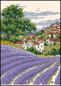

MM Top Quality Lovely Hot Sell Counted Cross Stitch Kit Lavender Field Home Serene Village Town dim 16720