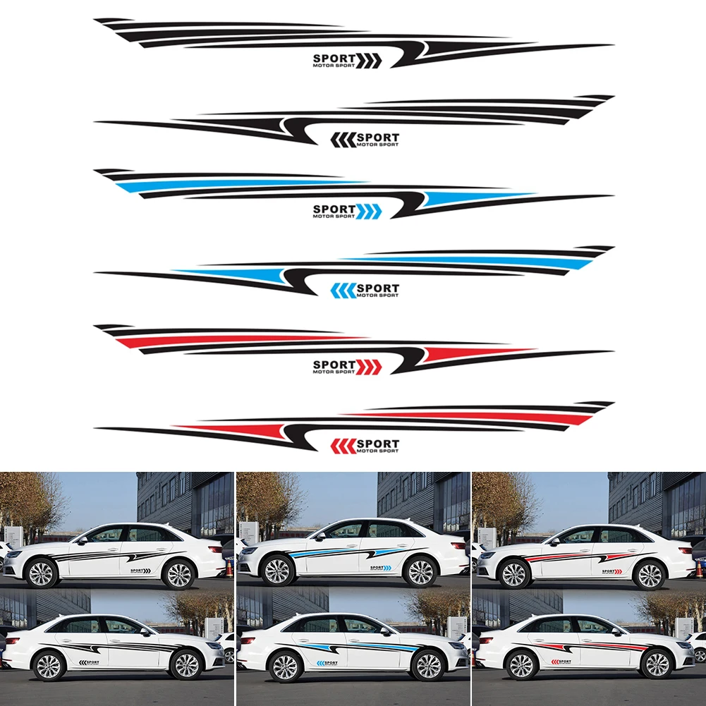 

2* Car SUV Vinyl Graphic Car Body Sticker Side Decal Stripe DIY Decals Kit Universal Stripes Decal Sticker Exterior Accessories