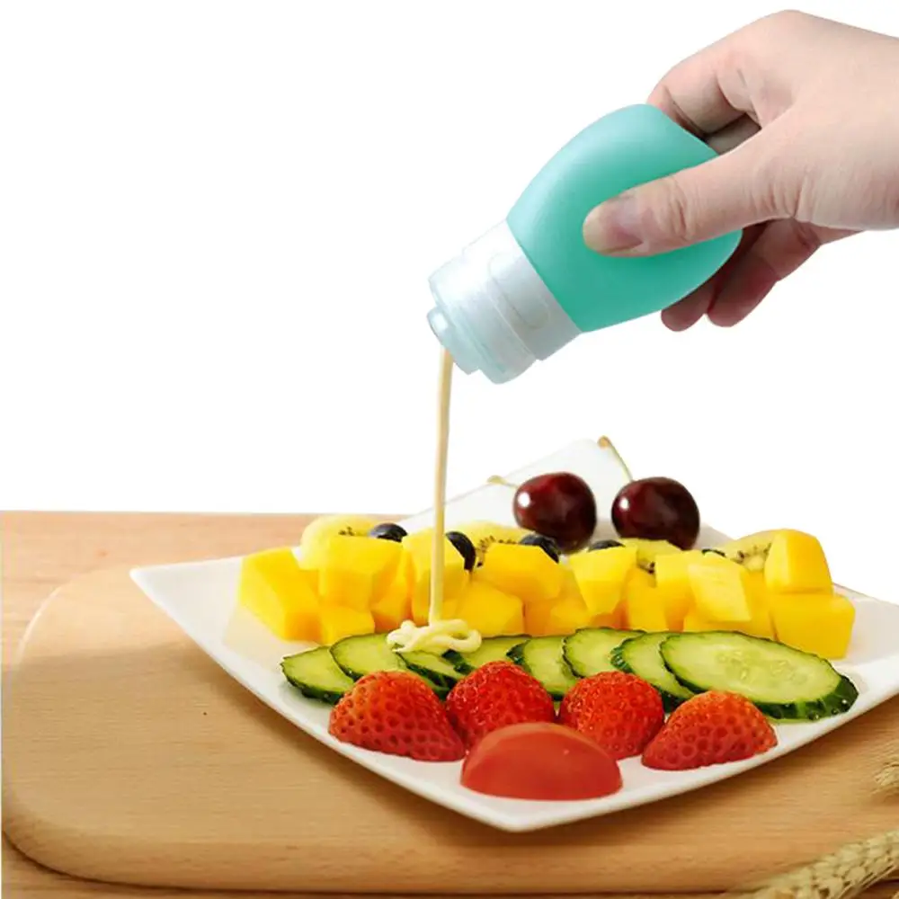 Silicone Salad Bottle Squeeze Bottles Dressing To Go for Lunch Leakproof Mini Food Storage Containers Portable Sauce Container