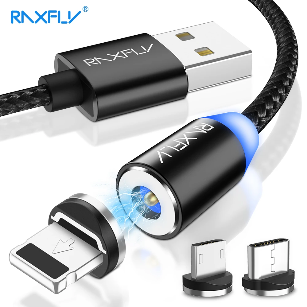 Магнитный зарядный кабель RAXFLY Micro USB/Type C/Lightning 1/2м | Мобильные телефоны и