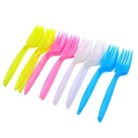 72pcs disposable plastic fork solid color plastic party cutlery fork birthday party tableware for cake dessert mixed color