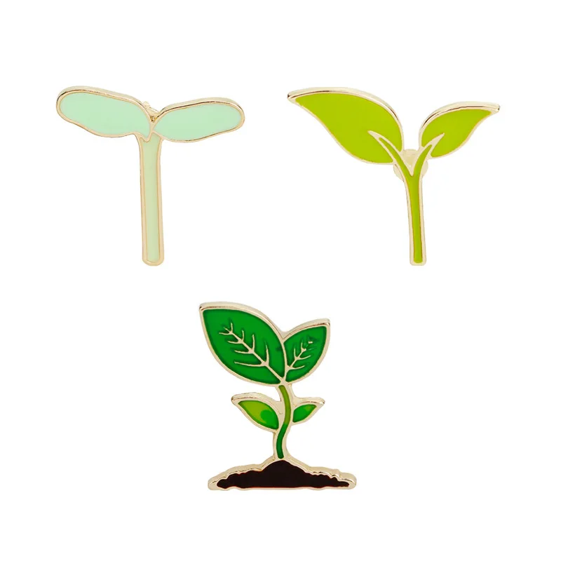 

Cartoon Enamel Plants Leaves Brooch Tree Bud Plants Alloy Dripping-Oil Badge All-Match Clothes Pins Jewelry Gift