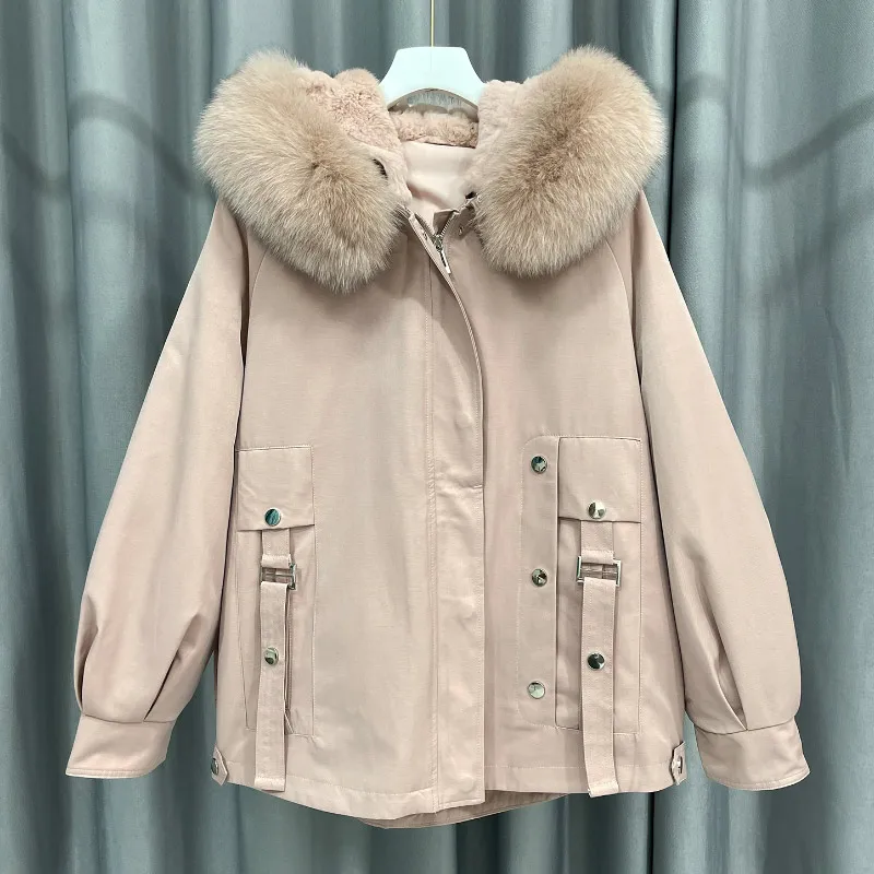 Женские зимние парки пальто с капюшоном из натурального Лисьего меха плотное