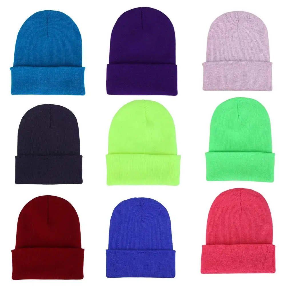 

Caps Beanie Elastic Warm Woolen Yarn Roll up Edge Skull Cap for Spring
