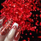 1 шт. красные голографические сладкие блестки в форме сердца для ногтей, ультратонкие блестки, лазерные блестки для дизайна ногтей, украшения для ногтей 