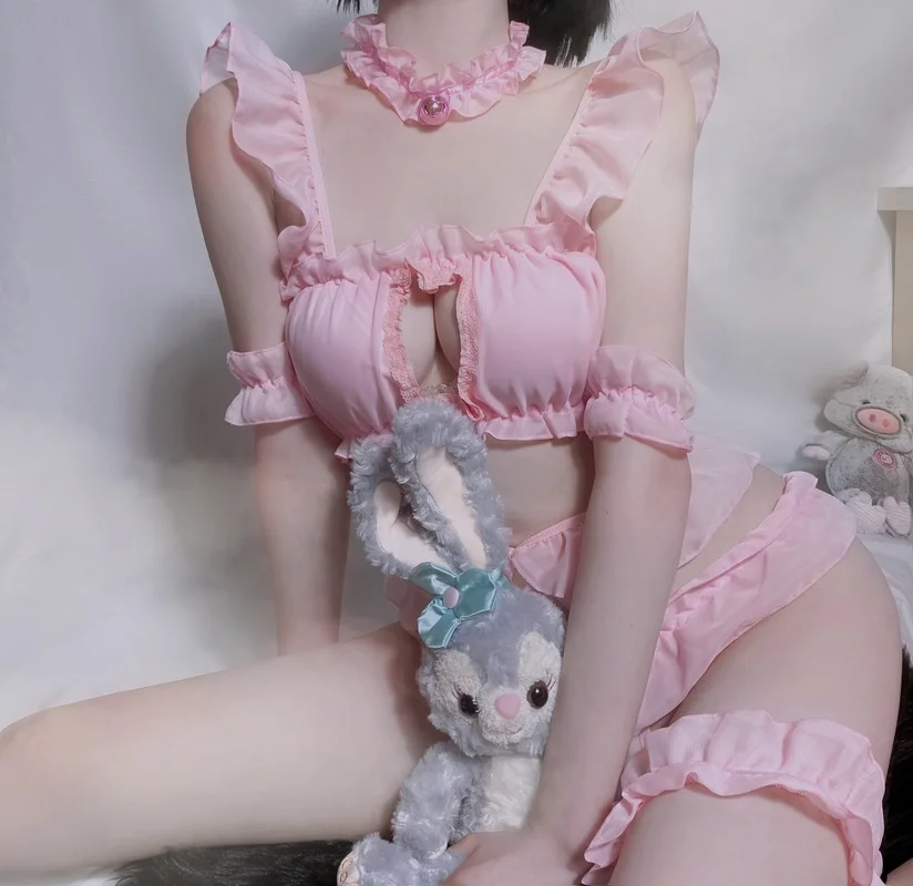 Каваи белье дикая кошка Косплей бюстгальтер кружевной комплект дьявол