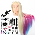 Цветная голова-манекен для парикмахерской, 70 см, с гребнем, с подставкой, хорошие синтетические волосы, кукла-манекен для причесок