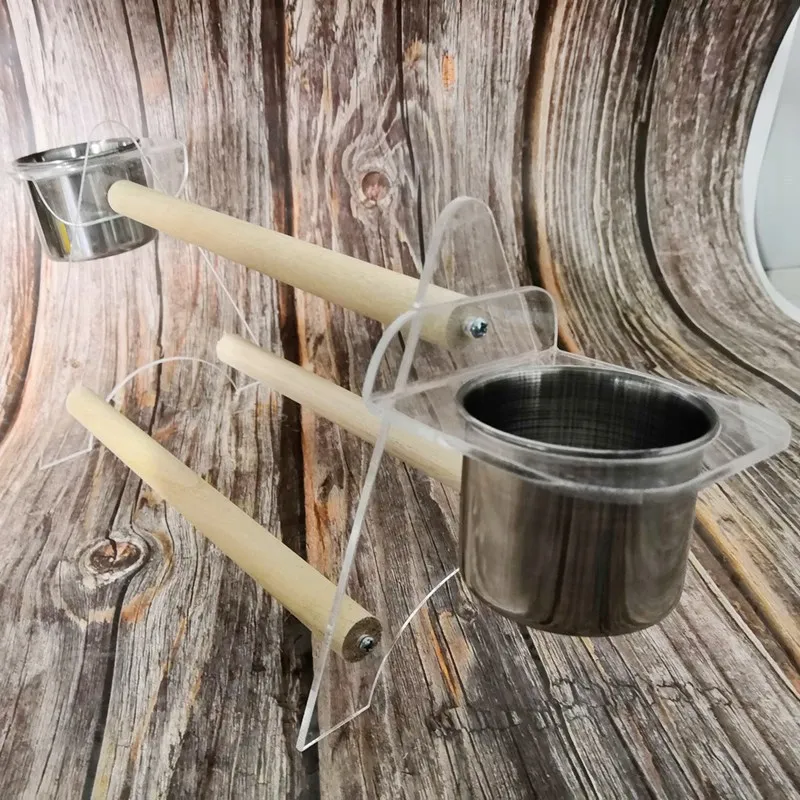 Маленький питомец птица играть стенд акриловый бар с 2 нержавеющая сталь лоток