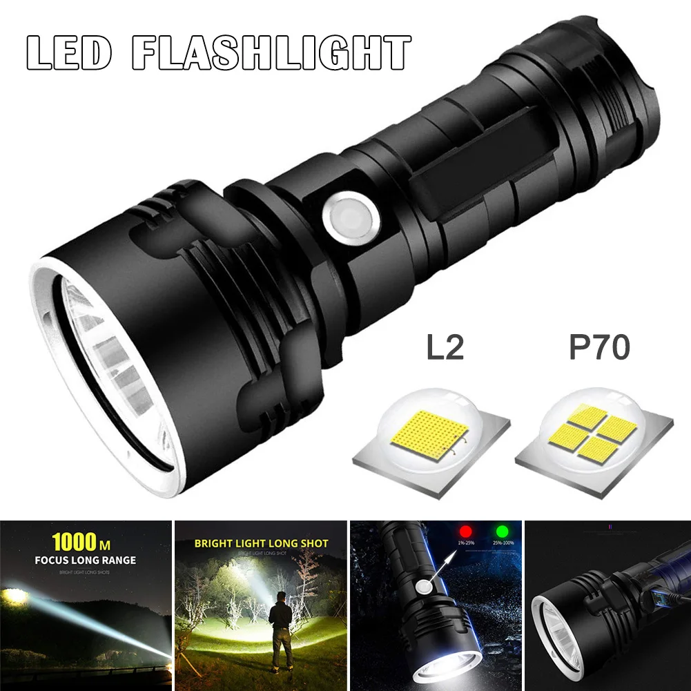 LED Powerful Flashlight Rechargeable Super Bright Long-range High-power Outdoor Home Searchlight JT-Drop Ship | Спорт и развлечения