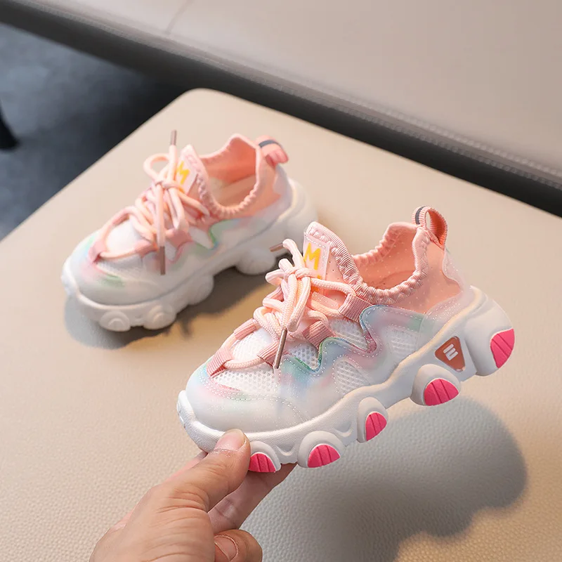 

Kids Mesh Sports Shoes for Girls Boys Single Mesh Shoes 2022 Spring Autumn New Child Breathable Sneaker Fashion Non-slip 21-30