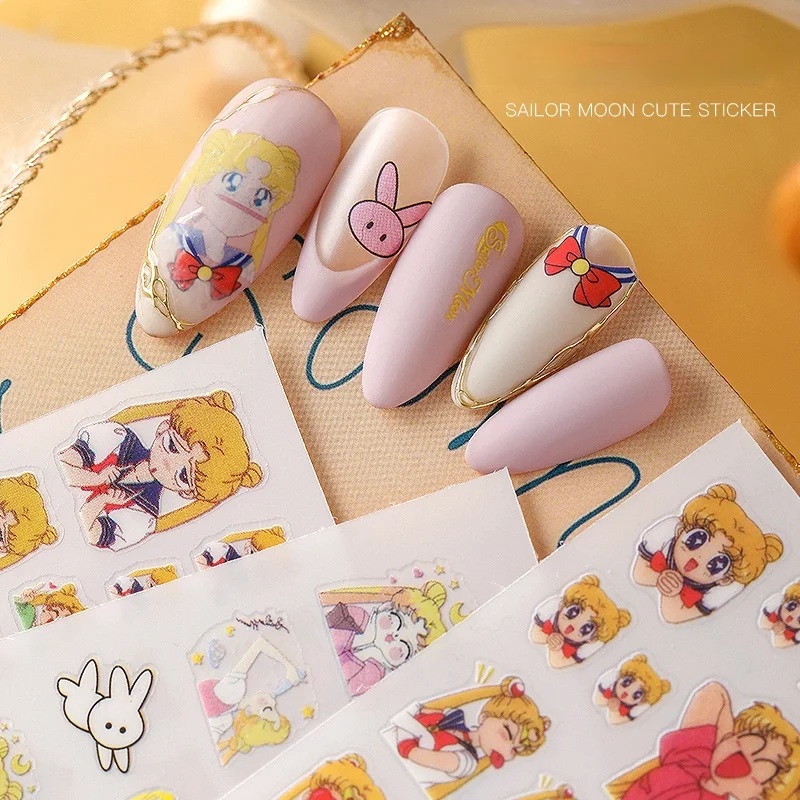 

1pcs Sailor Moon Nail Stickers Cute Rabbit Japan Anime Nail Art Manicure Girly Cartoon DIY Bowknot Transfer Nails Decorations