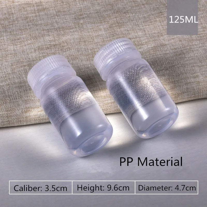 125ML clear 2 шт./лот многоразовые пластиковые бутылки с широким горлышком с винтовой крышкой пищевой Полипропиленовый Контейнер 5 мл-500 мл - Цвет: 125ML clear