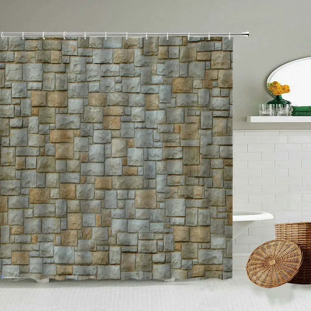 Забавная занавеска для душа с каменной галькой европейская ретро старинная