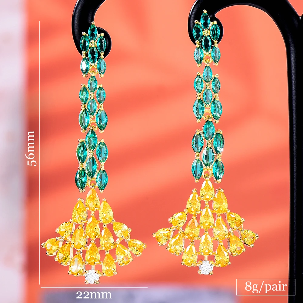 

missvikki Luxury Austrian crystal Yellow Pink Dangle Pendant Earrings For Women Wedding Bridal Earrings Jewelry High Quality