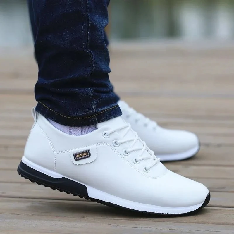 

British sneakers mens leather casual shoes large size 45 46 fashion white sneakers formal shoes man