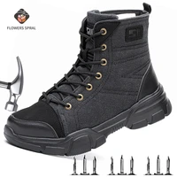 flowers spral steel toe mens military boots indestructible work shoes desert combat safety boots military safety shoes