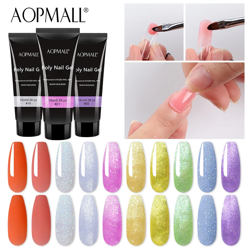 УФ/светодиодный 15 мл блеск поли гель для ногтей пальца расширение УФ Камуфляж