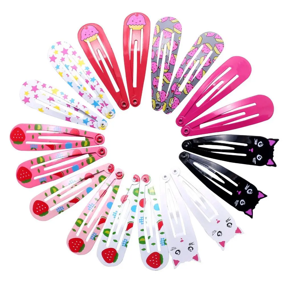 

6PCS/Set 6cm Hairpins Snap Hair Clips for Children Girls Hair Accessories Kids Cute Candy Color Hair Clip Cat Printed Barrette