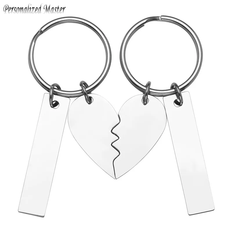 Персонализированный Магнитный брелок для ключей в виде сердца с гравировкой