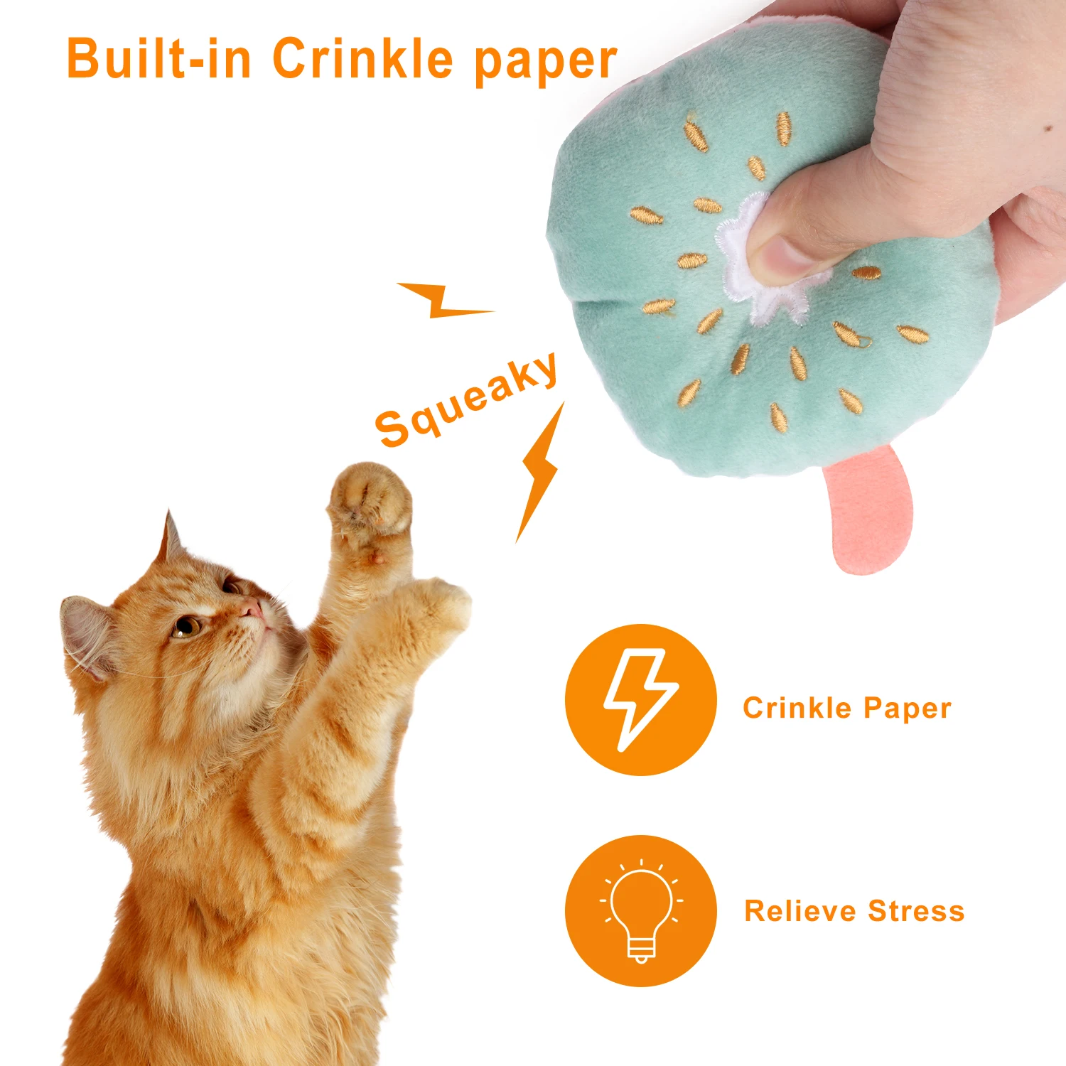 Мягкие плюшевые игрушки для домашних животных 6 шт. фрукты кошка интерактивные