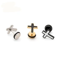 2020 new trendy lucky clover cross stainless steel earring stud three colors blessing everyone 1pair