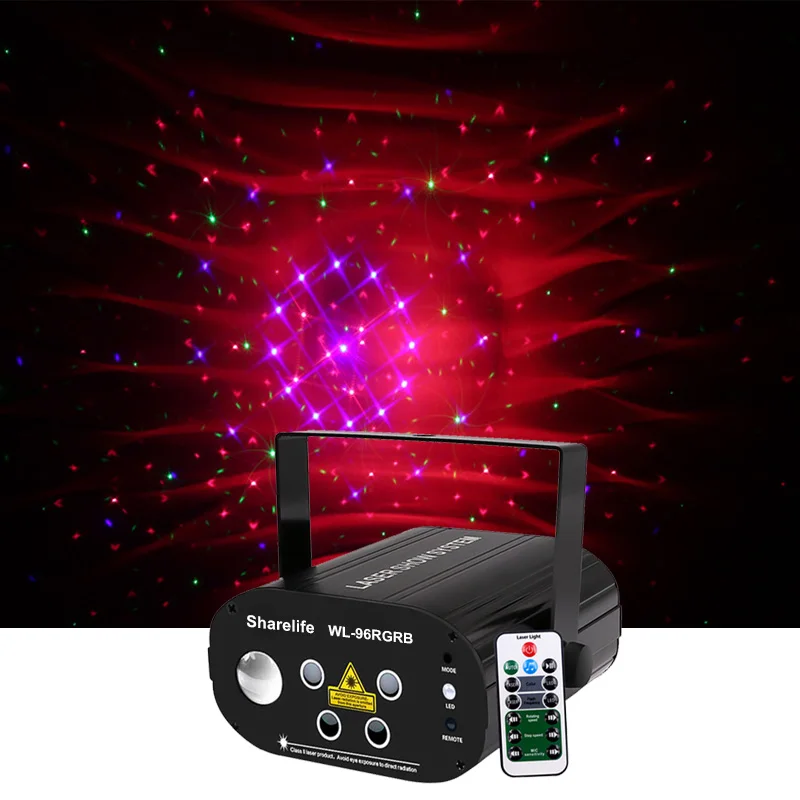 Sharelife миниатюрный 4 объектива 96 RGRB узорчатый лазерный свет микс RGB светодиоды