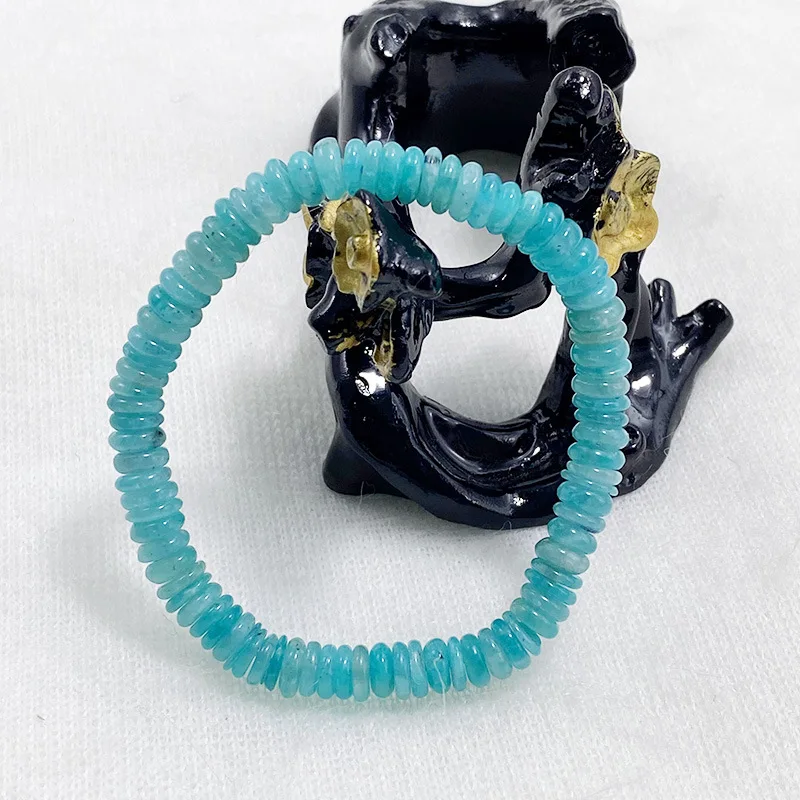 

Natural stone Amazonite abacus beads Strand Bracelets for men and women Charm gemstone healing elastic bracelet Jewelry
