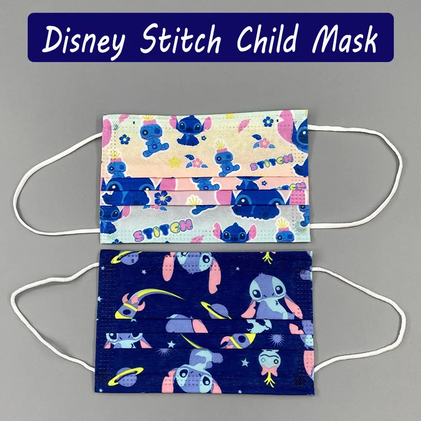 

10/50Pcs Fashion Disney Children Face Masks Cartoon Blue Stitch Kids 3 ply Dust Masque Disposible Enfant Breathable Mascarilla