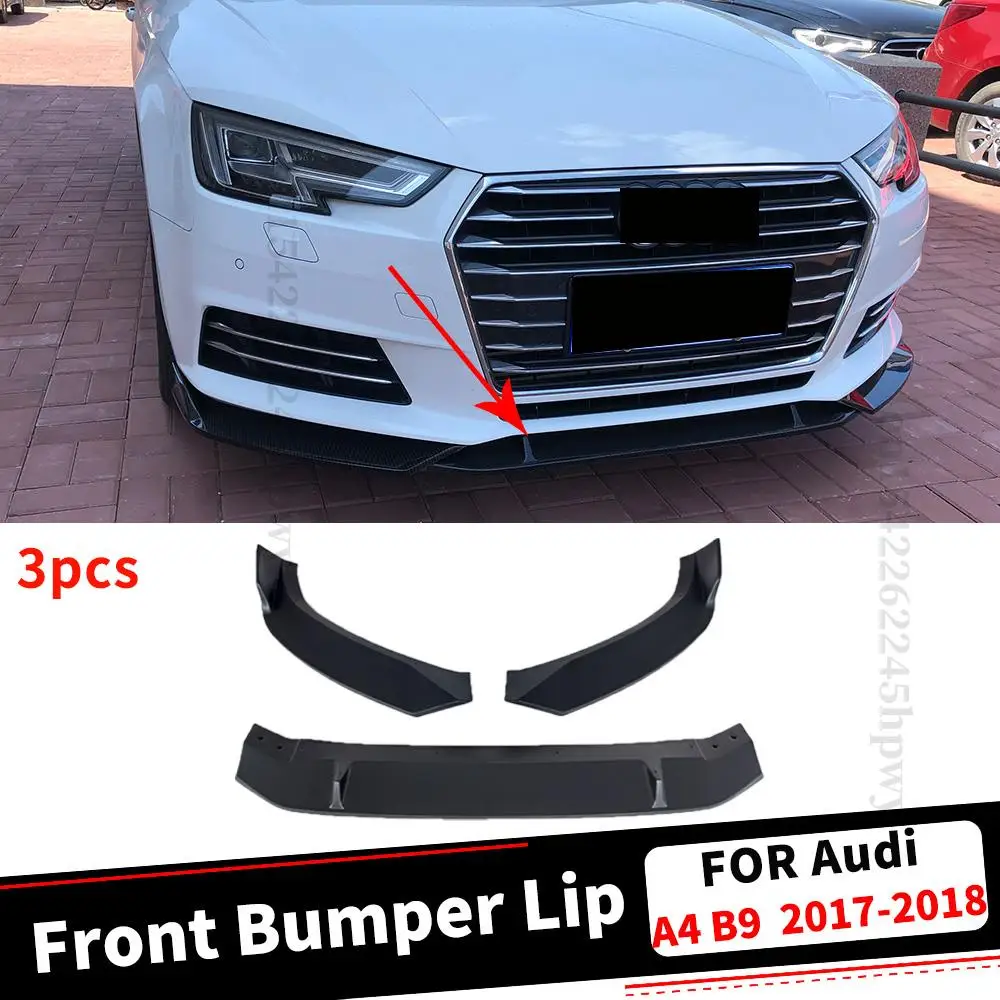 

High Quality Exterior Part Lower Front Bumper Lip Chin Decoration Tuning Accessories Splitter Cover For Audi A4 B9 2017 2018