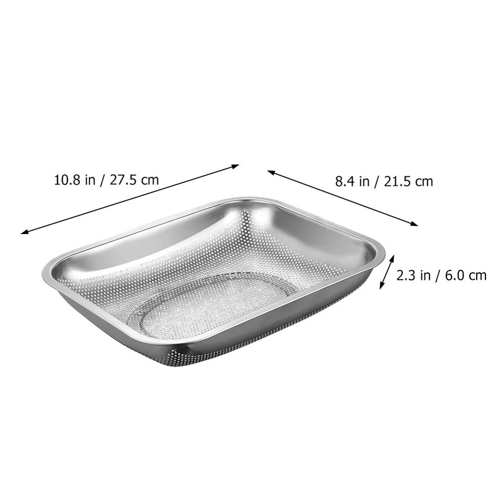

1Pc Square Fruit Basket Stainless Steel Drain Vegetable Basket Drain Basket