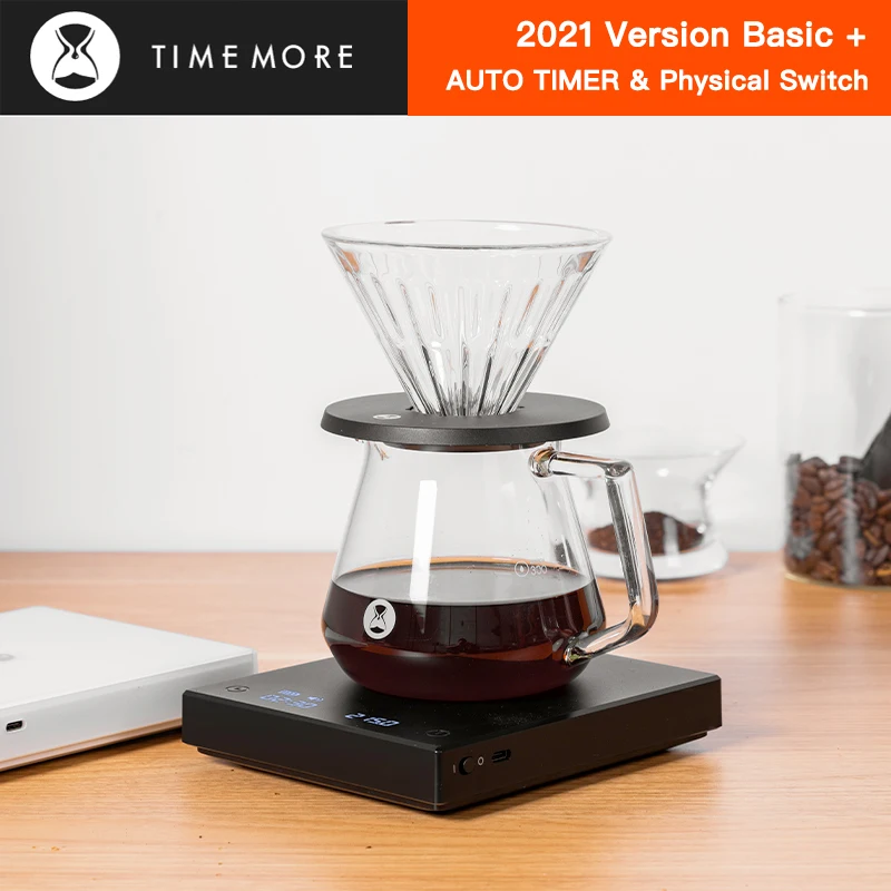 TIMEMORE-b&aacute;scula electr&oacute;nica b&aacute;sica con espejo negro, 2021, temporizador autom&aacute;tico incorporado, para Espresso, b&aacute;scula de caf&eacute; inteligente, b&aacute;scula de cocina de 2kg-0