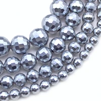natural faceted silver shell pearl round loose spacer beads for jewelry making diy bracelet choker necklace accessories