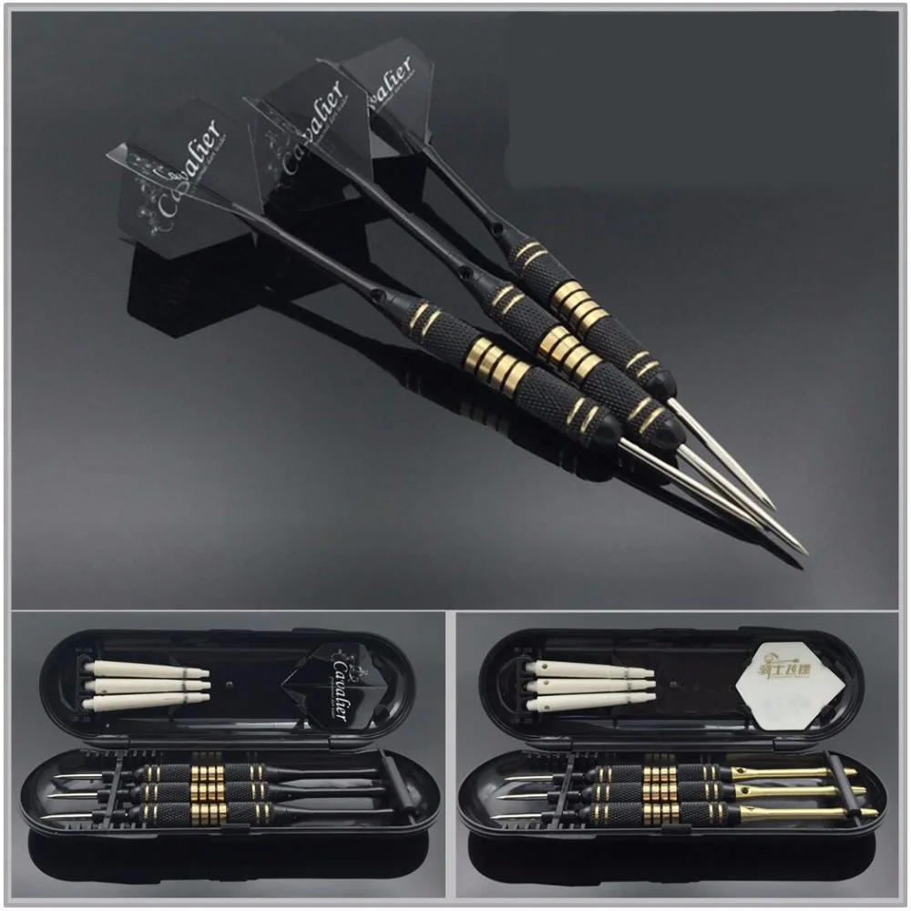 

3pcs/set Professional Darts Free Carry Box 24g 25g Black Golden Color Steel Tip Darts With Brass Darts Shafts