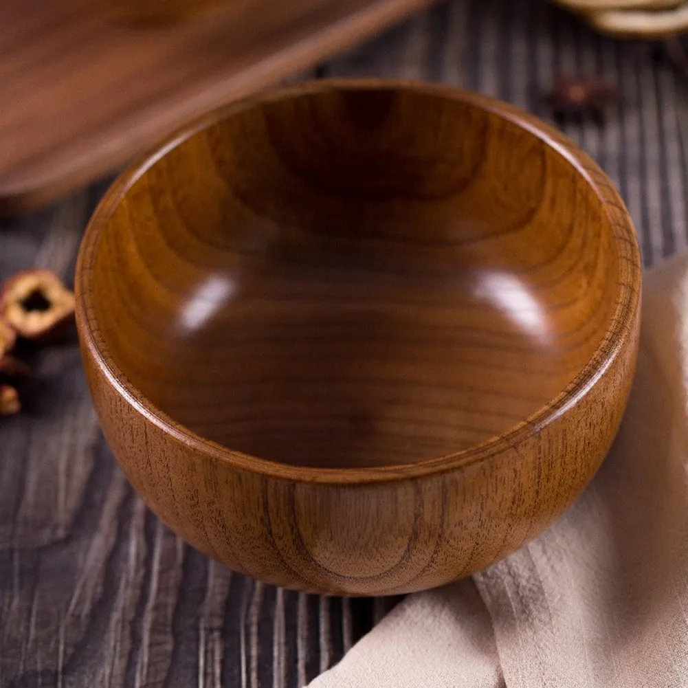 

Wooden Salad Bowl Chinese/Japanese Style Wooden Noodle Soup Bowl Natural Wood Bowl Tableware For Fruit Home Food Container
