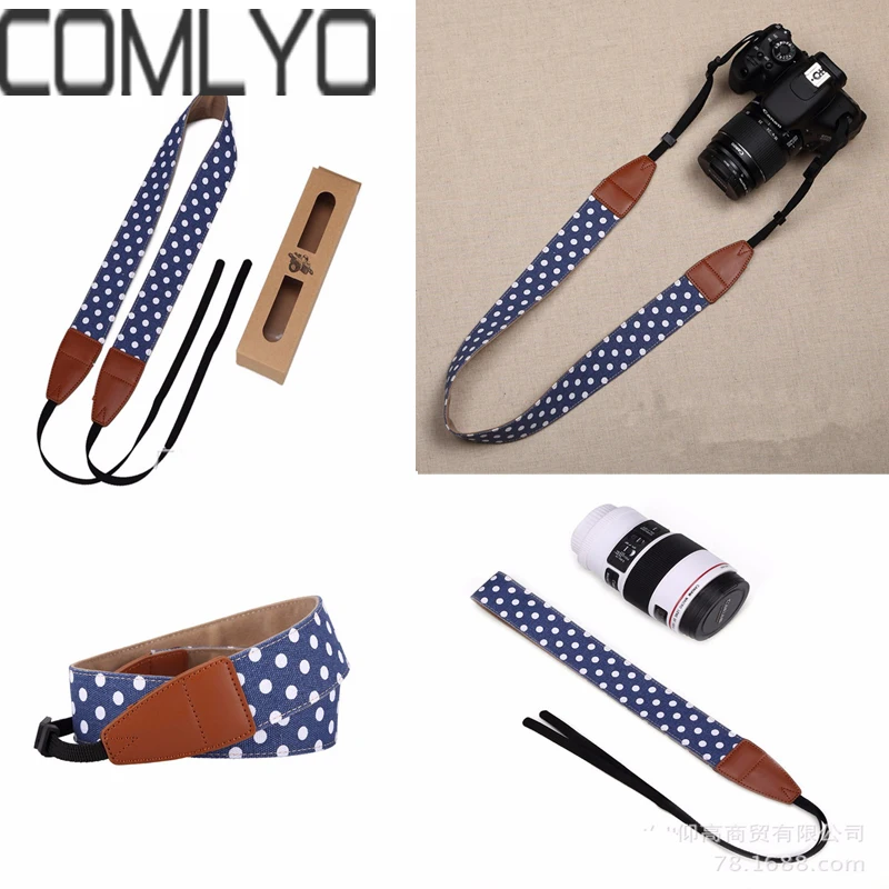 Синий винтажный наплечный Ретро ремень в горошек ремешок для камеры шейный фото