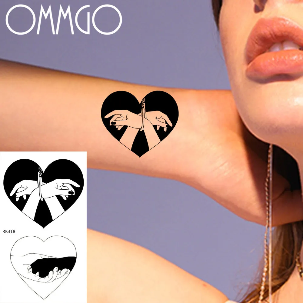 Наручники для пальцев временные татуировки в форме сердца мужчин женский боди