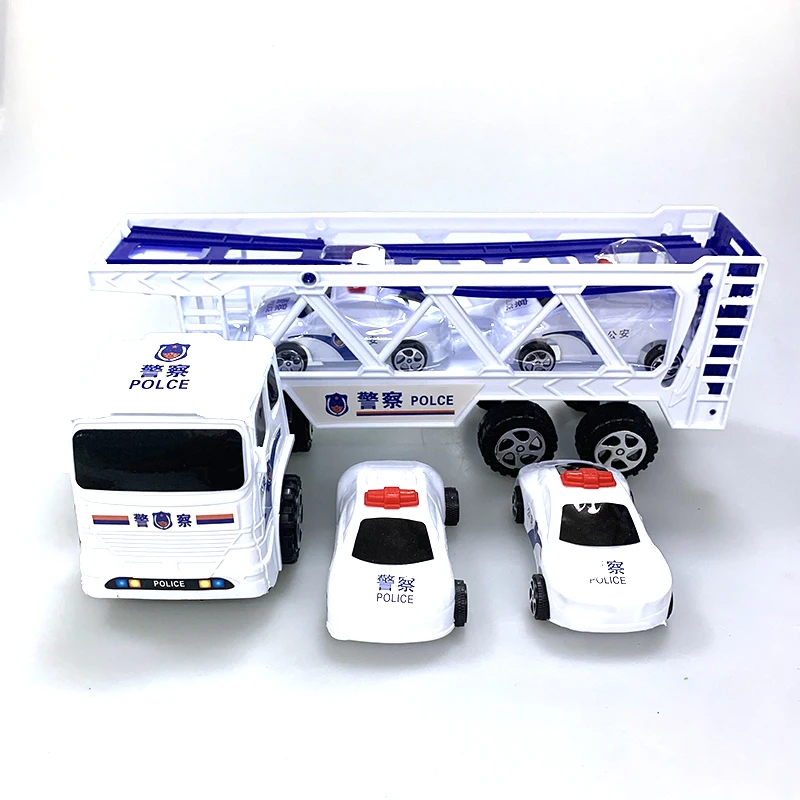 

2021 New Police A Large 4 & Small Double Trailer Inertial Toy Car Toy Gift To Children
