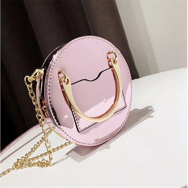 Женская сумочка с лазерной цепочкой маленькая ручная круглая сумка мессенджер