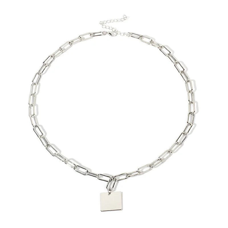 

Cross border popular accessories minimalist exaggerated geometry square Sequin clavicle Necklace European and American style