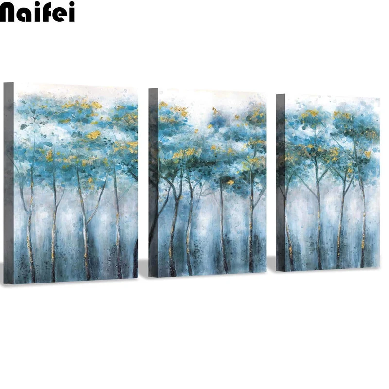 Абстрактный пейзаж Искусство растение алмазная живопись распыленный синий Лес