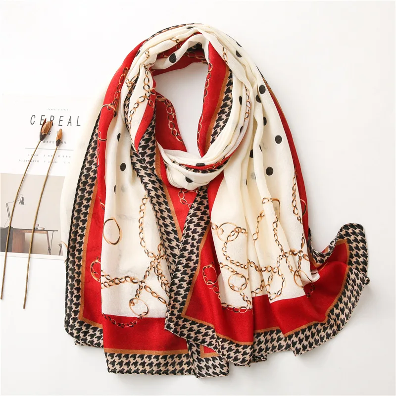 

New 2020 Bandana Brand Spring Women Scarf Fashion Print Dot Cotton Hijabs Scarves For Ladies Shawls And Wraps Pashmina Stoles