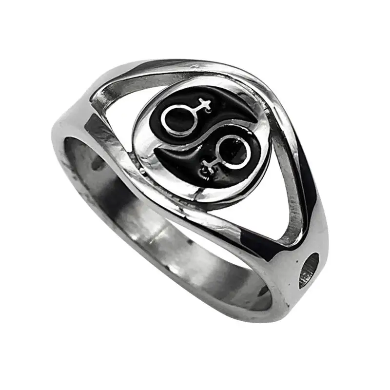 Декоративное кольцо для геев из нержавеющей стали на палец с символом лесбиянок