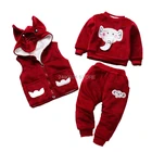 Зимнее теплое пальто с капюшоном и Рисунком Слона для новорожденных мальчиков и девочек, Толстовка и штаны комплект одежды из 3 предметов, детский спортивный костюм, одежда