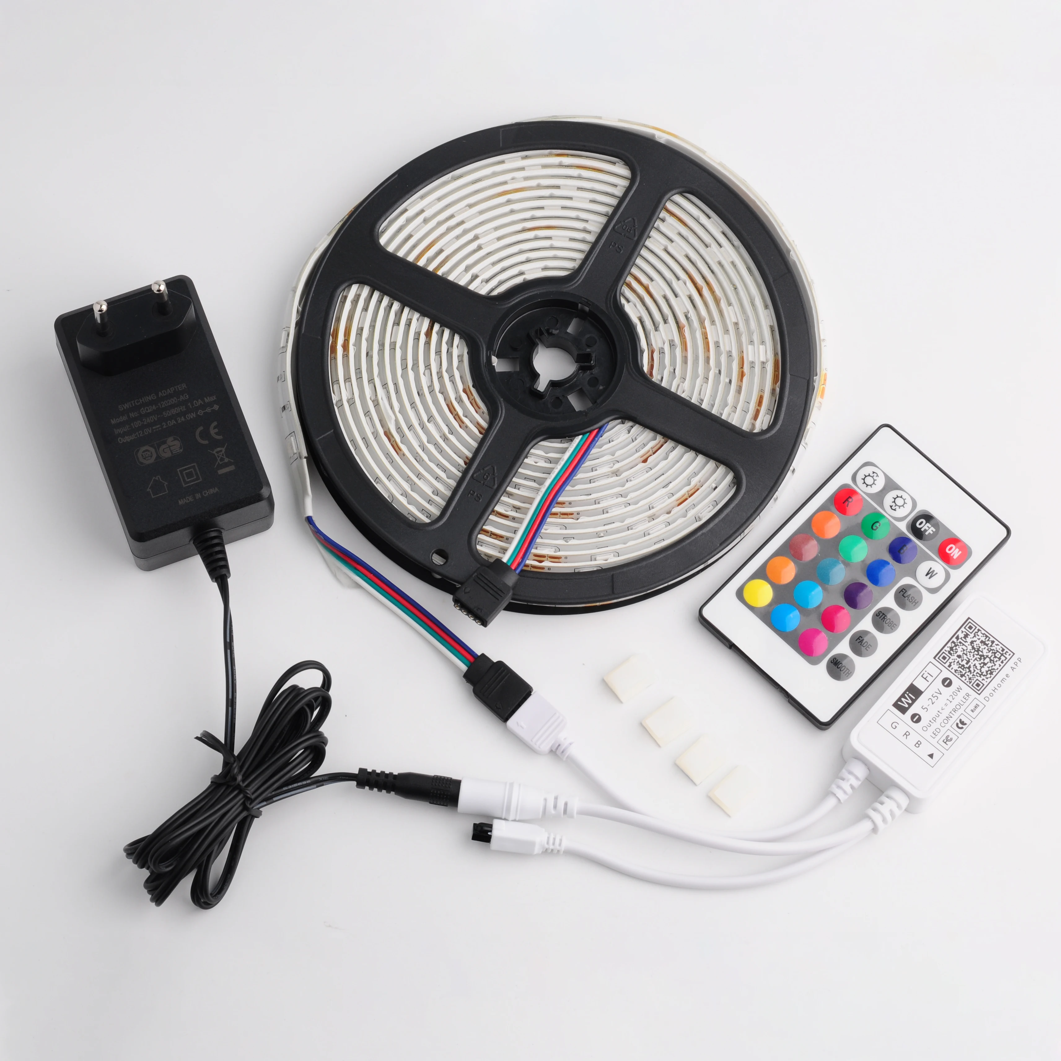 

EU Power Supply Adapter 12V 2A With CE Certification For LED Strip Lights SMD 5050 RGB LED with Remote Controller DoHome APP