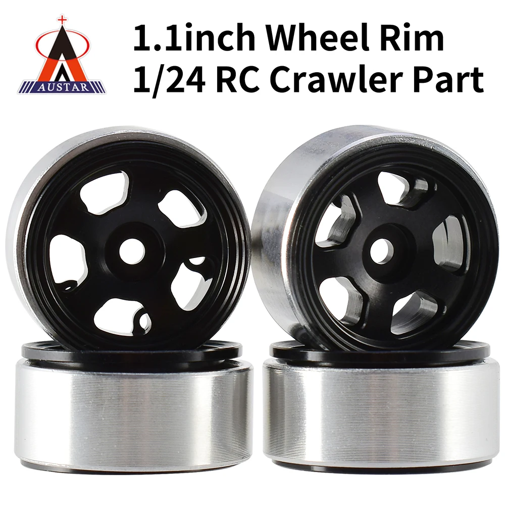 

AUSTARHOBBY 4PCS Micro Wheel 1.1inch CNC Metal Beadlock Rims for 1/24 RC Crawler Car Axial SCX24 90081 RGT Upgrade Part