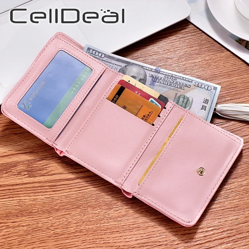 Женская сумка-тоут из искусственной кожи короткий кошелек с кисточкой и карманом