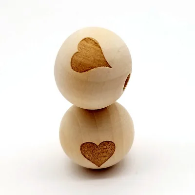 heart 10 шт DIY ювелирные изделия 20 мм дерево цвет лазерная гравировка смайлик звезда Корона Слон Лотос деревянный шарик серьги браслет аксессуары - Цвет: heart