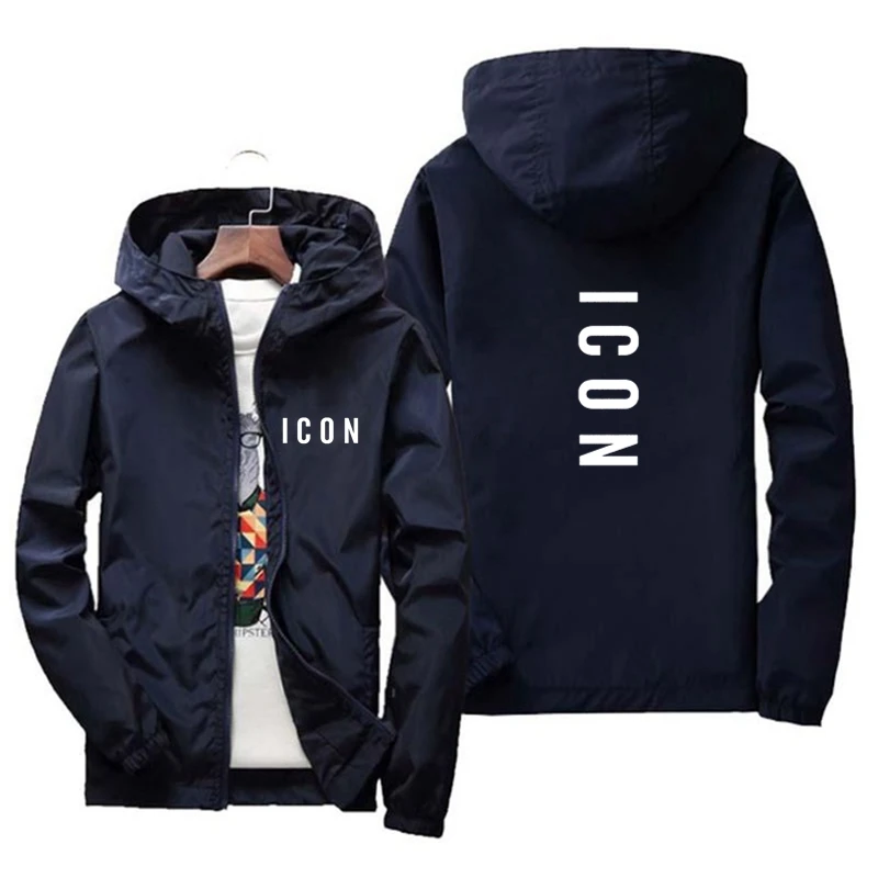 

Lente/Zomer 2021 Nieuwe Icoon Jas Mannen En Vrouwen Casual Windjack Ritssluiting Dunne Hooded Heren Jas s-7XL